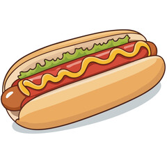 Illustrated Hotdog | Perfect for menu card of fastfood restaurant or food-truck advertical