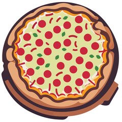 Illustrated Italien Pizza | Perfect for menu card of fastfood restaurant or food-truck advertical