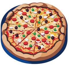 Illustrated Italien Pizza | Perfect for menu card of fastfood restaurant or food-truck advertical