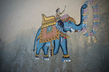Peinture dans une rue en Inde du Nord, Jodhpur, la ville bleue