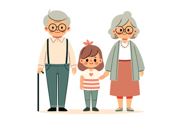 Cute cartoon family member portriat.