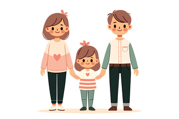 Cute cartoon family member portriat.