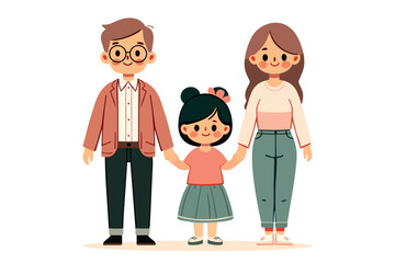 Obraz premium Cute cartoon family member portriat.