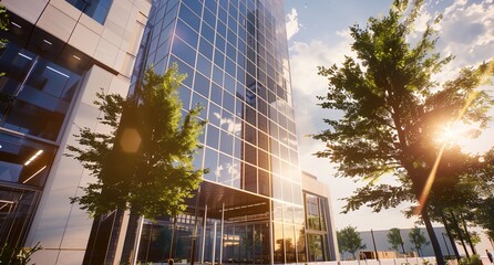Obraz premium a tall building with a sky background