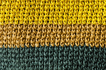 Raffia knitting texture close-up. Crochet from ECO material.
