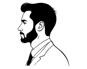person side face, bearded man, stylish haircut, barber, hair salon, handsome man 