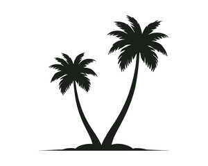 palm trees silhouette on the beach, summer tree, vacation travel resort