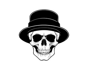 skull with hat, dead man head, skeleton, zombie, hat, ghost, cowboy