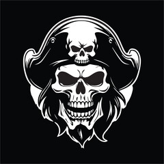 pirate skull head , Pirate Skull logo silhouette