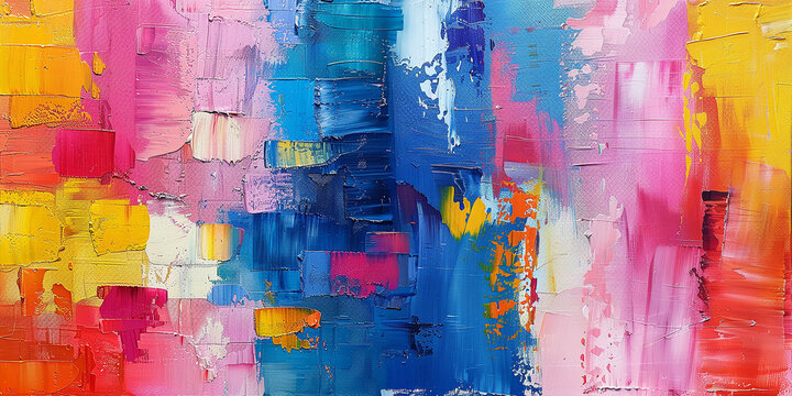 Abstract modern bright painting with color accents