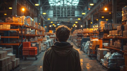 Man Working as a Storekeeper in a Warehouse Generative AI