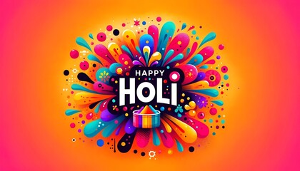 Illustration of poster for the holi with a background of vibrant rich splashing colors.