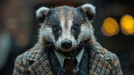 Anthropomorphic Badger Businessman Concept Generative AI