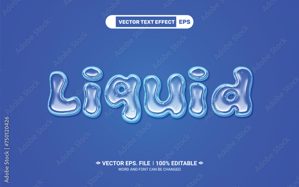 Poster liquid 3d editable vector text style effect