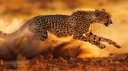 Cheetah in Hot Pursuit of Prey in the Serengeti Wilderness