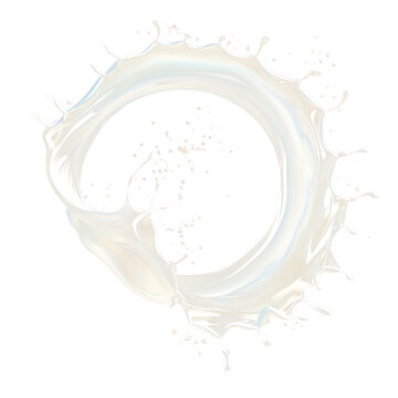 Circular milk splash swirl isolated on transparent png.
