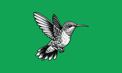 hummingbird in flight, hummingbird flying logo design, 