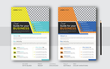 Obraz premium Corporate creative colorful business flyer template design set, abstract business flyer, vector template design. vector template
