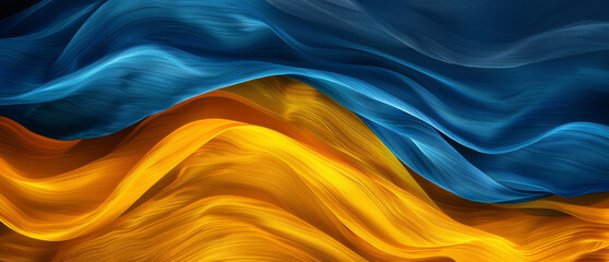 Vivid Textile Waves in Ukrainian Flag Colors