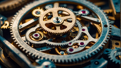 clock mechanism close up concept