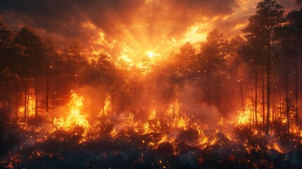 Fototapeta na wymiar Summer Forest Fire During Dry Season Generative AI