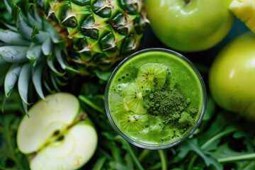 A vibrant green smoothie bursting with freshness and nutrients