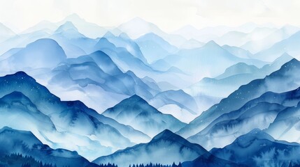 Fototapeta premium Light Watercolor Painting of Majestic Mountains Generative AI