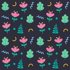 hello spring cute feminine hand drawn abstract flower symbol object dark background vector illustration