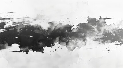 Obraz premium Monochrome Watercolor and Ink Texture on White Paper Generative AI