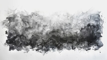 Monochrome Watercolor and Ink Texture on White Paper Generative AI