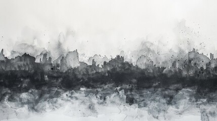 Monochrome Watercolor and Ink Texture on White Paper Generative AI