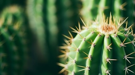 A rustic macro shot captures the texture of a cactus, a tropical plant, with shallow depth of field, offering a natural background with succulent appeal.