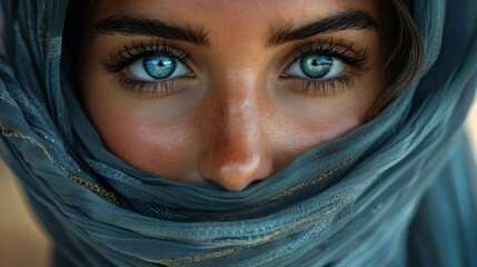 Portrait of a Stunning Arab Woman in Traditional Veil Generative AI - obrazy, fototapety, plakaty