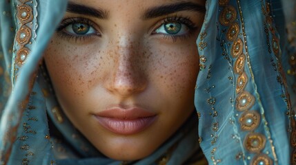 Portrait of a Stunning Arab Woman in Traditional Veil Generative AI - obrazy, fototapety, plakaty