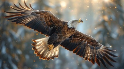 Fototapeta premium Magical Fairy Eagle: Symbol of Freedom and Human Enhancement Generative AI