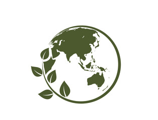 earth day illustration. eco globe icon. eastern hemisphere of the planet earth. Asia, Far East and Australia