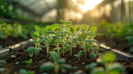 Seedlings in a Professional Greenhouse Environment Generative AI