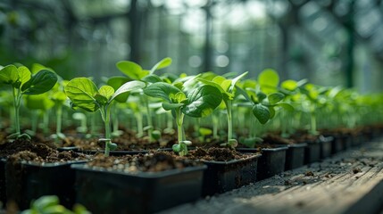 Seedlings in a Professional Greenhouse Environment Generative AI
