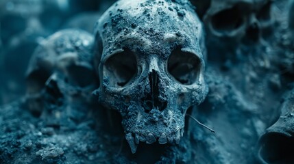 Dark and Mysterious Skull Design Background Generative AI