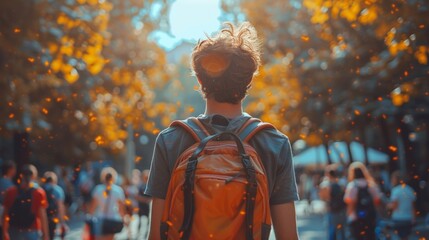 Obraz premium Student Celebrating Farewell to Summer - Back to School Concept Generative AI