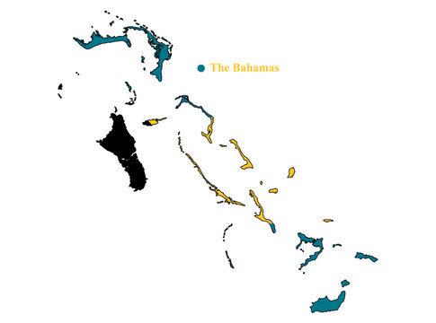 Bahamas map with the flag inside. Vector Illustration