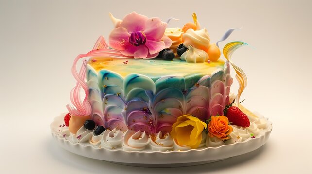 artificial intelligence image of a cake with beautiful decorations for all kinds of occasions such as weddings