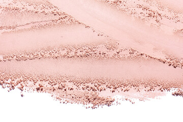 Pressed powder or blusher nude beige textured background isolated on white