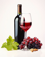 Glass of Red Wine Next to Bunch of Grapes
