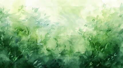 Fototapeta na wymiar Tropical Watercolor Background with Green Shades Generative AI