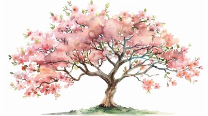 Spring Cherry Blossom Family Tree Illustration Generative AI