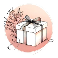 Watercolor gift box. Hand drawn package 