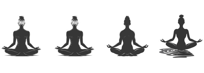 Yoga pose, fitness illustration, wellness clipart vector illustration set