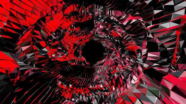 skull and crossbones colourful tunnel. Creative trended color abstract background VJ loop animation for you, red and black metal tunnel!  