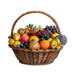 Fruit basket on transparent background